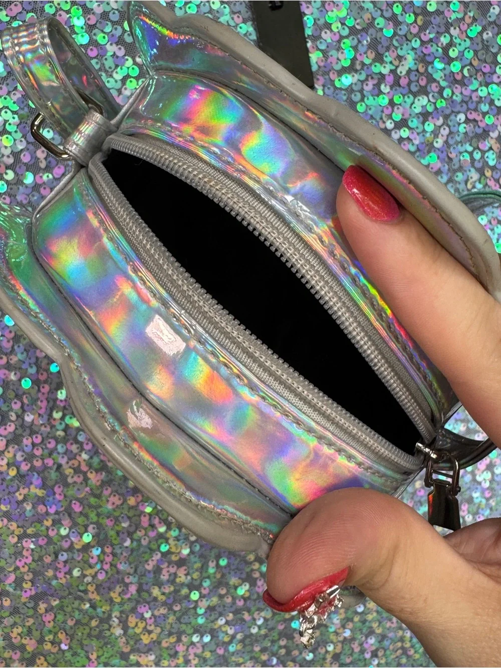 Kids Holographic Mermaid Sequin Shell Crossbody Bag
